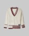 Maxi Maglia College Scollo A V In Maglieria Perlata • Bianco Burro