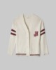 Cardigan Con Rotture, Righe E Patch College • Bianco Burro