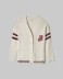 Cardigan Con Rotture, Righe E Patch College • Bianco Burro