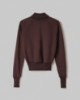 Felpa Collo Alto Full Zip Con Inserti In Maglia • Moro