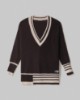 Maxi Maglia College Scollo A V In Maglieria Perlata • Moro
