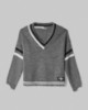 Maglia College Scollo A V Con Rotture E Righe • Grigio Melange