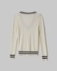 Maglia Scollo A V Con Trecce E Patch Tennis • Bianco Burro