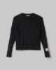 Maglia Paricollo Corta Con Trecce E Rotture • Nero