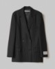 Giacca Doppiopetto Gessata Con Spalline • Nero