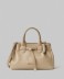 Borsa Media In Ecopelle Con Placchetta In Metallo • Tortora