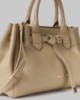 Borsa Media In Ecopelle Con Placchetta In Metallo • Tortora