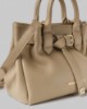 Borsa Piccola In Ecopelle Con Placchetta In Metallo • Tortora