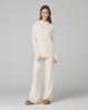Pantalone In Maglia A Palazzo Con Nervature • Bianco Burro