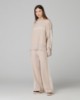 Pantalone In Maglia A Palazzo Con Bande In Contrasto E Logo In Punto Rovescio • Beige Sand