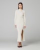 Gonna Midi Con Ampio Spacco In Costina Con Paillettes • Bianco Burro