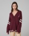 Cardigan Con Rotture, Righe E Patch College • Bordeaux