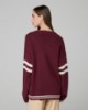 Cardigan Con Rotture, Righe E Patch College • Bordeaux