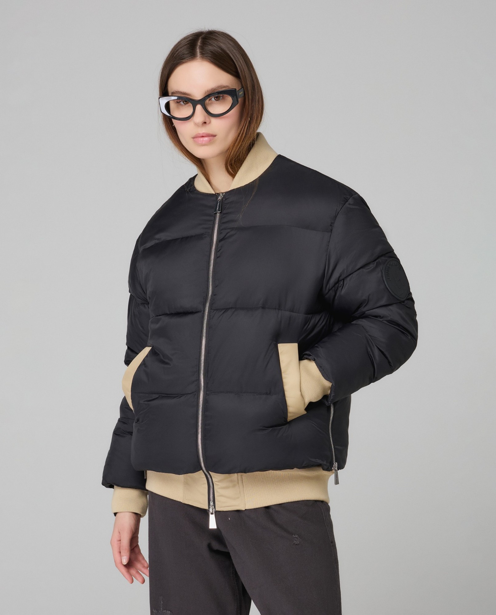 Piumino Con Collo College • Beige Sand