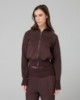 Felpa Collo Alto Full Zip Con Inserti In Maglia • Moro