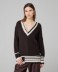Maxi Maglia College Scollo A V In Maglieria Perlata • Moro