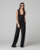 Pantalone In Twill Vita Alta Con Doppio Cinto • Nero
