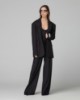 Pantalone In Twill Vita Alta Con Doppio Cinto • Nero