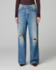 Jeans A Vita Media Con Gamba Morbida E Strappi • Blue Denim