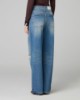 Jeans A Vita Media Con Gamba Morbida E Strappi • Blue Denim