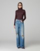 Jeans A Vita Media Con Gamba Morbida E Strappi • Blue Denim