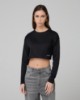 Crop Top Basico In Jersy A Manica Lunga • Nero