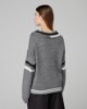 Maglia College Scollo A V Con Rotture E Righe • Grigio Melange