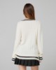 Maglia Scollo A V Con Trecce E Patch Tennis • Bianco Burro