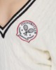 Maglia Scollo A V Con Trecce E Patch Tennis • Bianco Burro