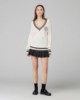Maglia Scollo A V Con Trecce E Patch Tennis • Bianco Burro