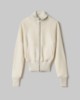 Felpa Collo Alto Full Zip Con Inserti In Maglia • Bianco Burro