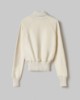 Felpa Collo Alto Full Zip Con Inserti In Maglia • Bianco Burro