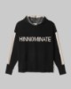 Maglia Cappuccio Con Bande In Contrasto, Logo In Punto Rovescio E Buchi Ai Polsi • Nero