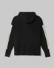 Maglia Cappuccio Con Bande In Contrasto, Logo In Punto Rovescio E Buchi Ai Polsi • Nero