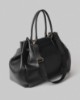 Picture of Medium Faux Leather Bag with Metal Plate • Black