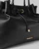 Picture of Medium Faux Leather Bag with Metal Plate • Black