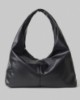 Picture of Medium Faux Leather Bag with Metal Label and Plate • Black