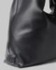 Picture of Medium Faux Leather Bag with Metal Label and Plate • Black