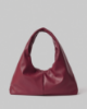 Picture of Medium Faux Leather Bag with Metal Label and Plate • Bordeaux