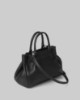 Borsa Media In Ecopelle Con Placchetta In Metallo • Nero