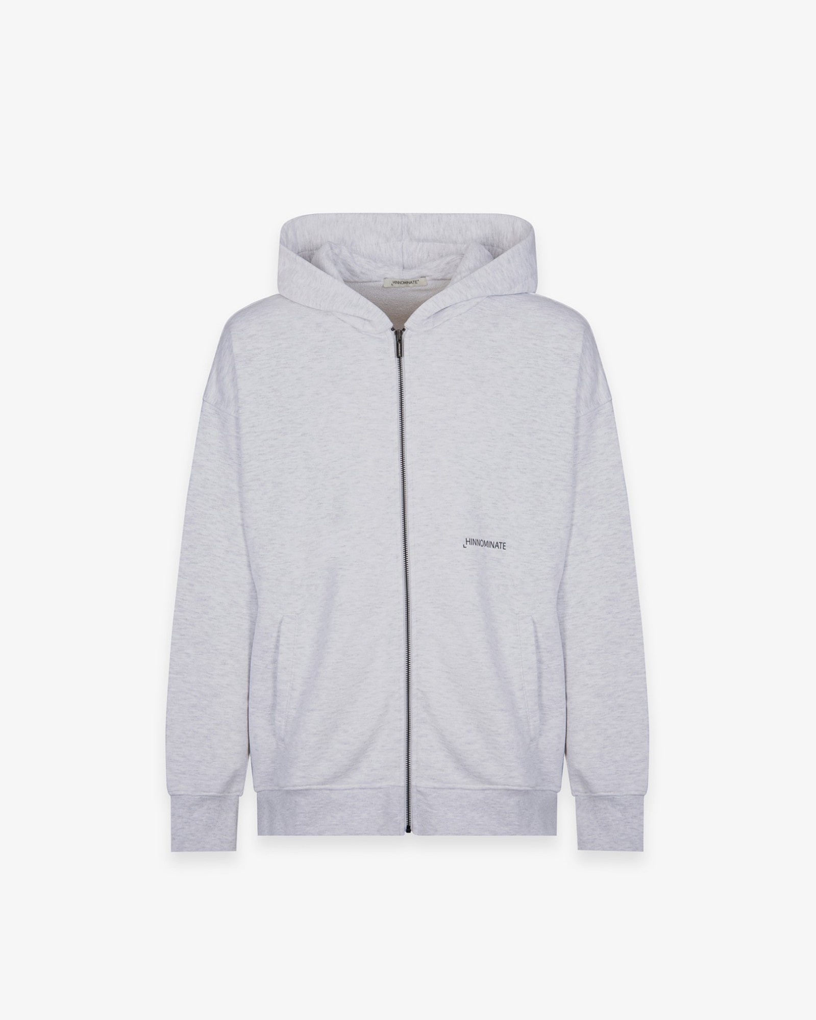 Felpa Cappuccio Fullzip Con Stampa • Grigio Melange Sbiancato