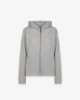 Felpa Lurex Cappuccio Full Zip Con Marsupio • Grigio Melange Sbiancato