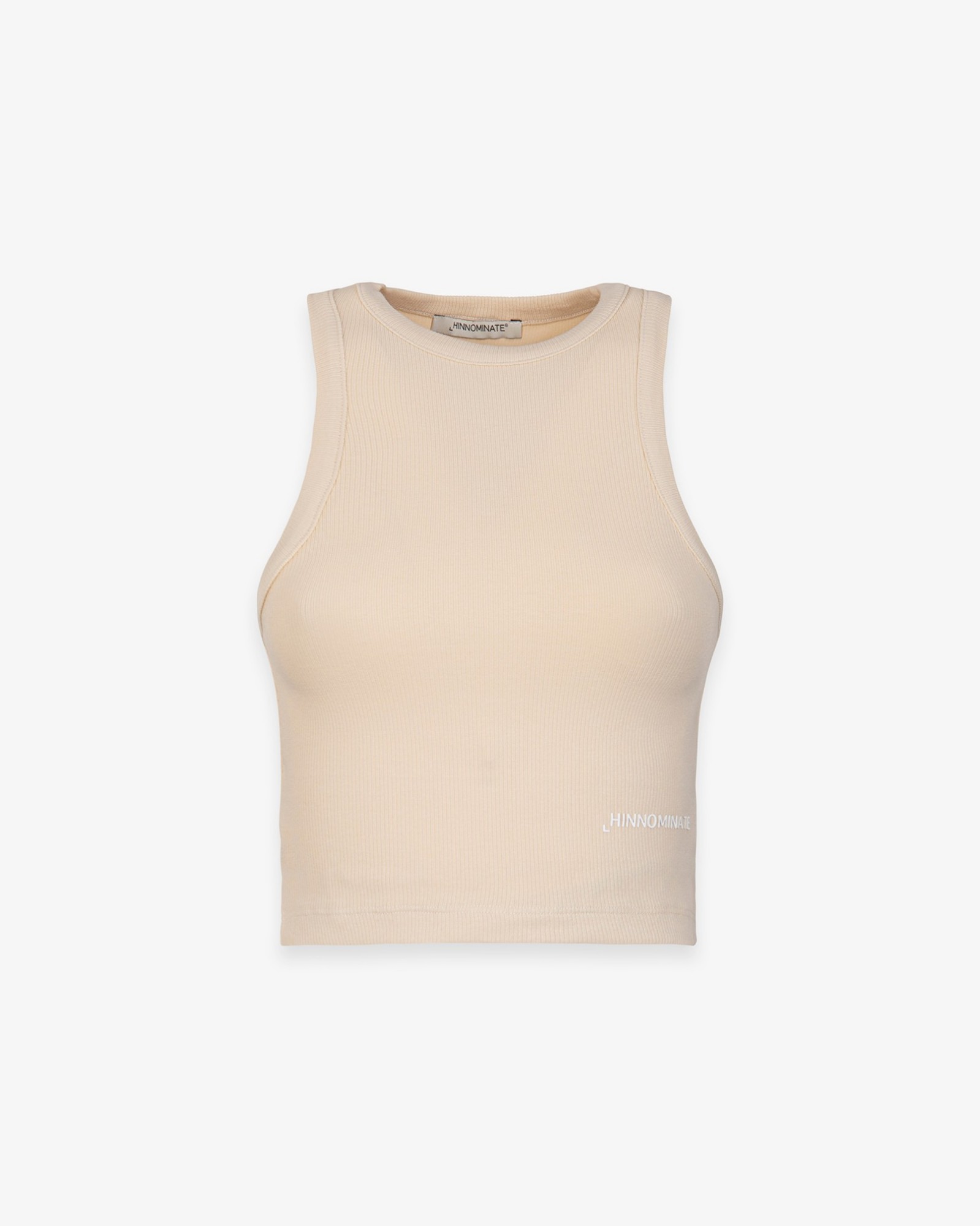 Crop Top In Costina Con Scollo All'Americana • Beige