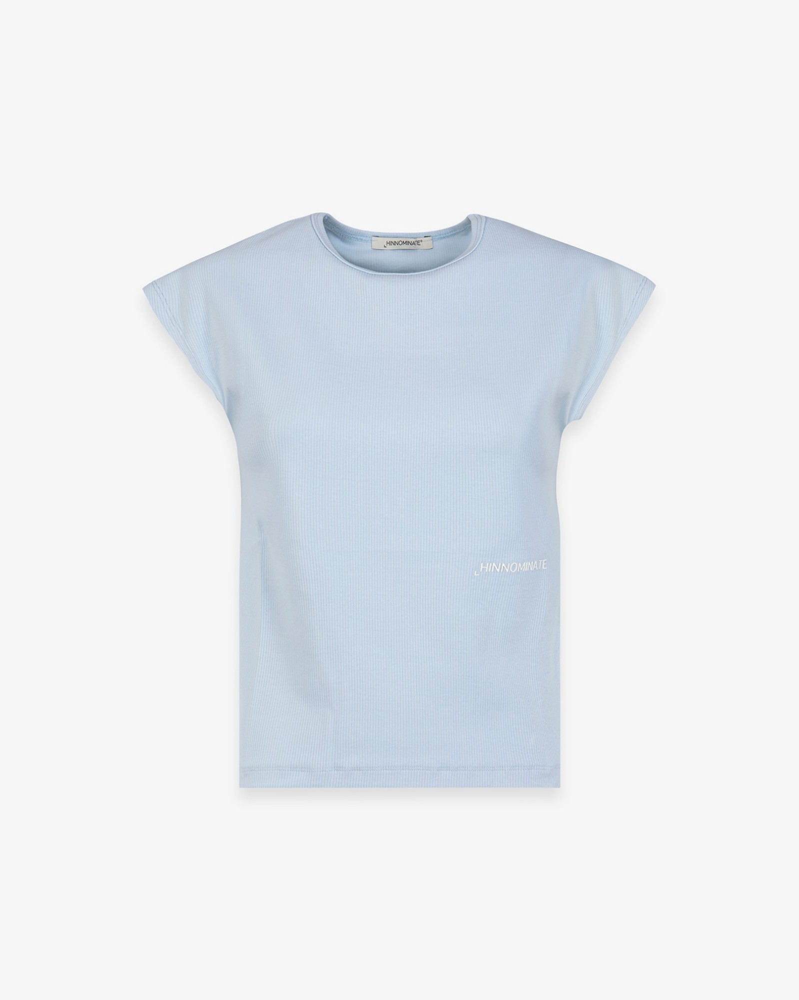 T-Shirt Mezza Manica In Costina • Azzurro Pastello