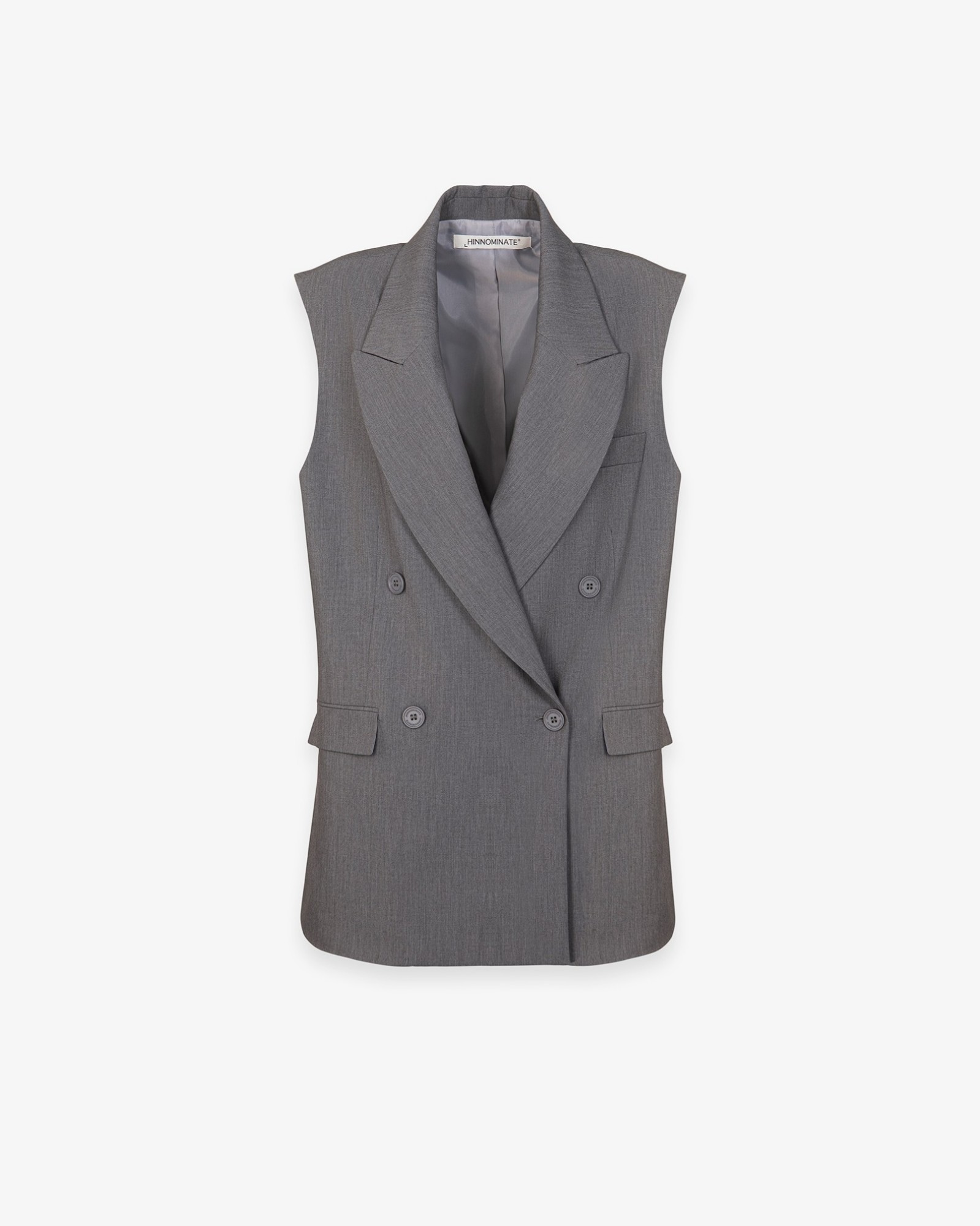 Giacca Doppiopetto Smanicata Con Taglio Vivo • Grigio Melange