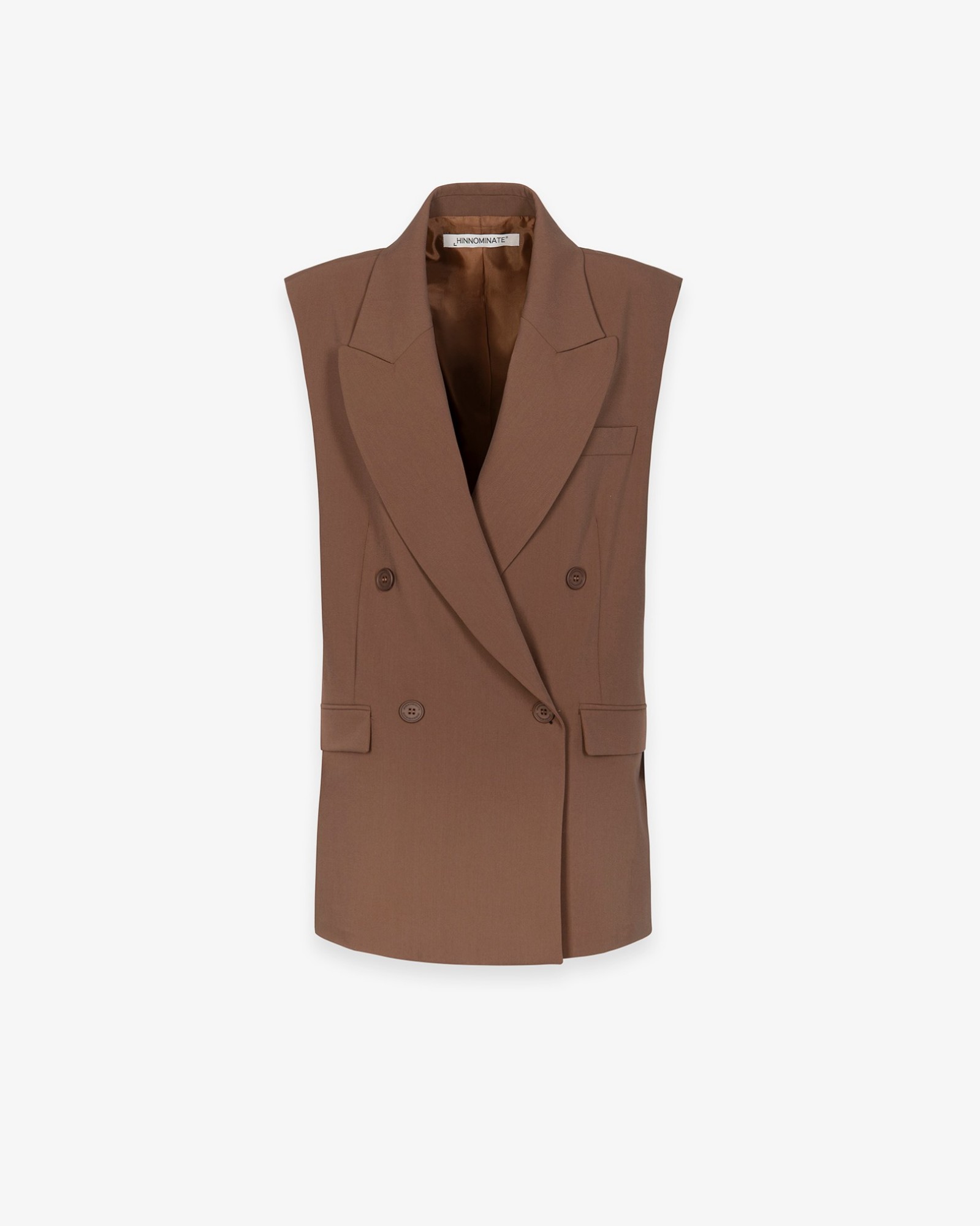 Giacca Doppiopetto Smanicata Con Taglio Vivo • Moka