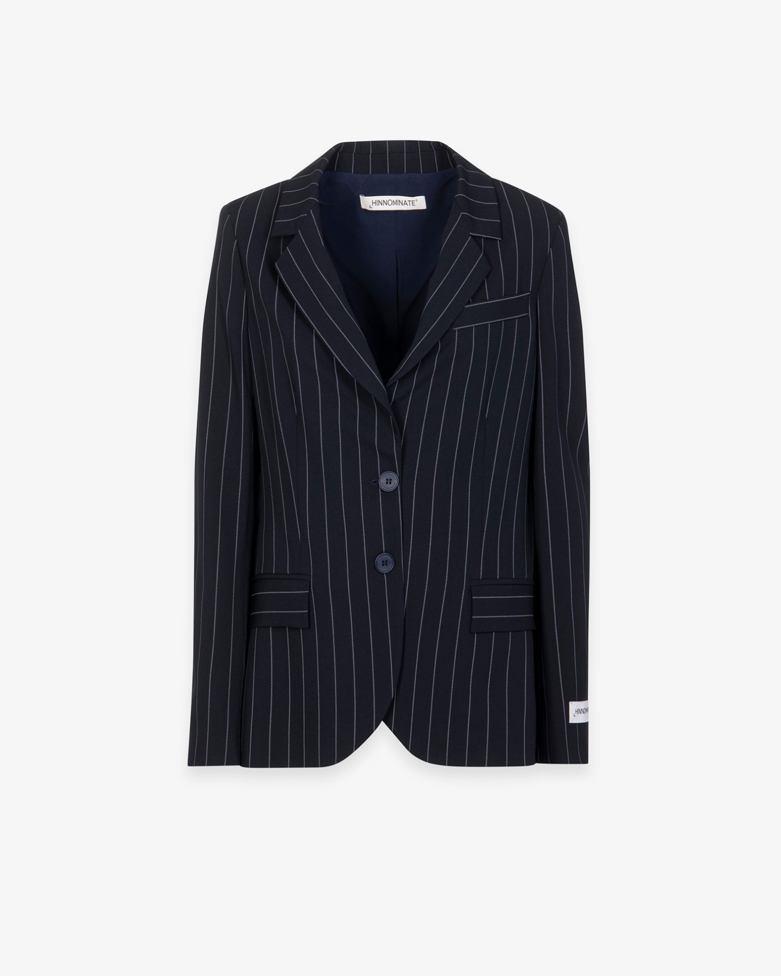 Giacca Gessata Doppiopetto Con Spalline • Blu