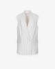 Giacca Gessata Doppiopetto Smanicata • Off White