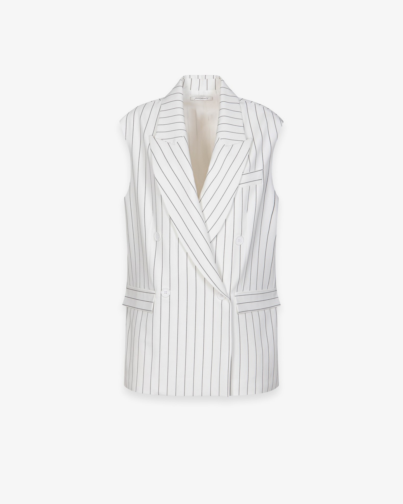 Giacca Gessata Doppiopetto Smanicata • Off White