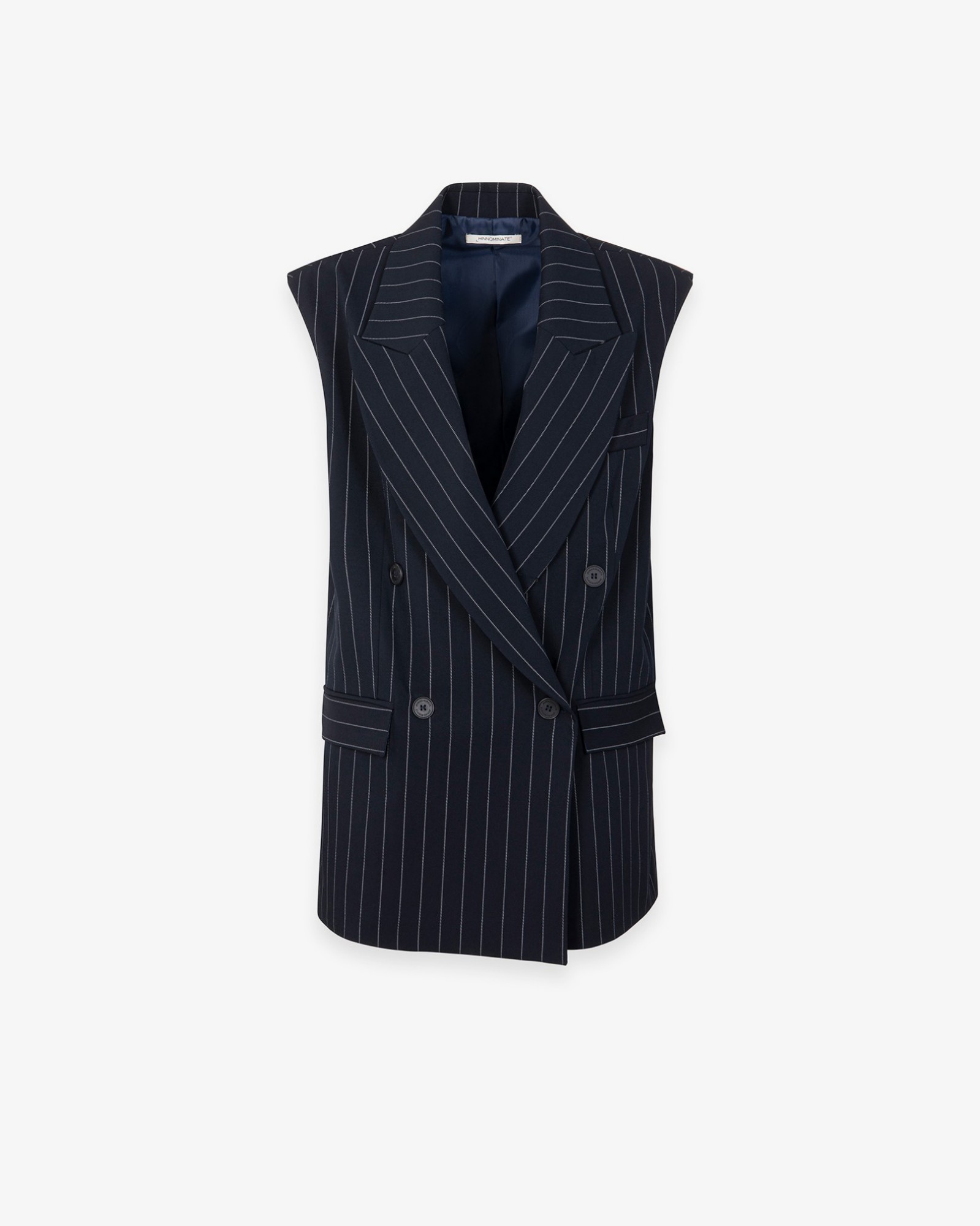 Giacca Gessata Doppiopetto Smanicata • Blu